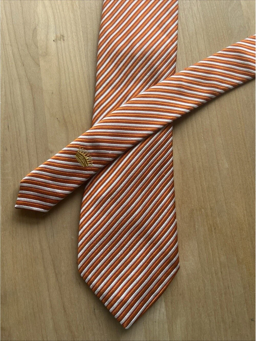Countess Mara Orange and White Striped Silk Tie